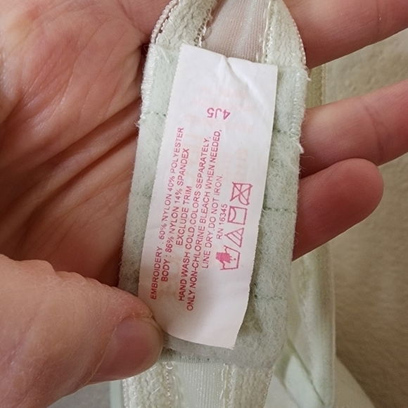 Vintage Lily Of France Green Floral Embroidery Padded Push Up Bra 36B - Picture 4 of 6